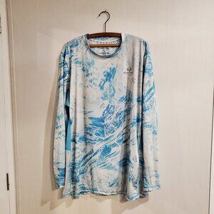 Realtree Fishing Performance Long Sleeve T-Shirt XL Light Blue and White